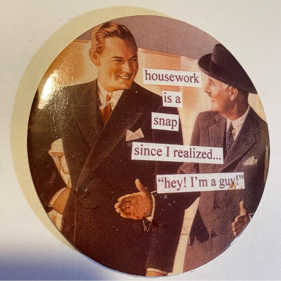 6 Domestic Bliss Coasters GUC in tin by Anne Taintor cork bottoms retro style - Picture 5 of 10